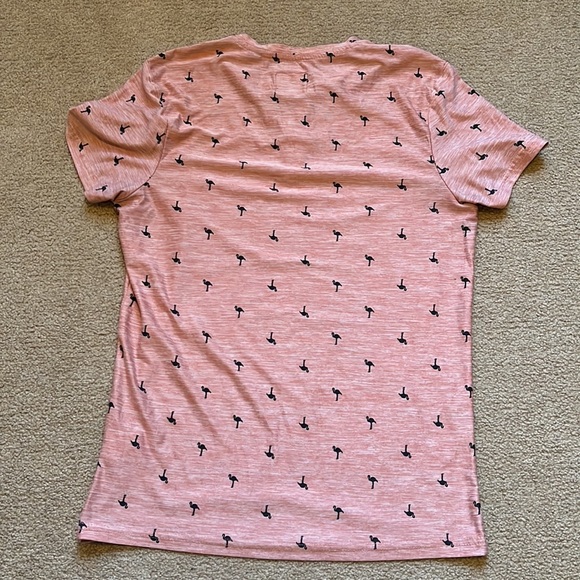 Bruno Milano Pastel Salmon short sleeve henley, Flamingo print - Picture 9 of 9